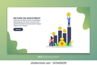 Landing page template of return on investment. Modern flat design concept of web page design for website and mobile website. Easy to edit and customize.