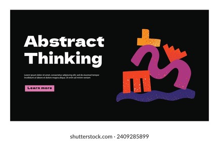 Una plantilla de página de inicio con formas de textura aproximada sobre el tema del pensamiento abstracto. Una plantilla de diseño de sitio web para psicología.