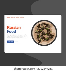 Landing page template of Russian Food. Modern flat design concept of web page design for website and mobile website. Easy to edit and customize. Vector illustration