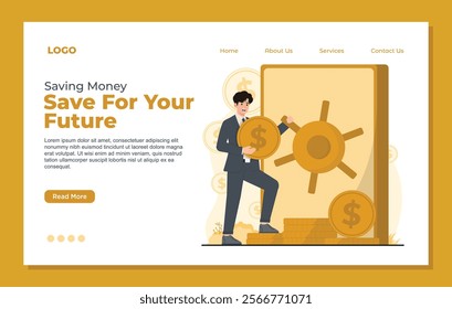 Landing page template for saving money, designed to help users track and plan their savings