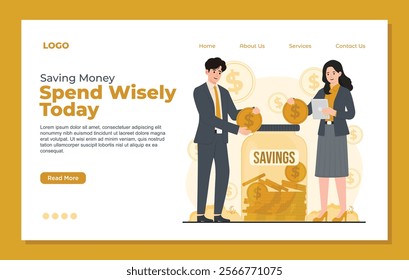Landing page template for saving money, designed to help users track and plan their savings