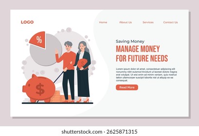Landing page template Saving money concept illustration featuring retirement planning, banking, and financial growth elements