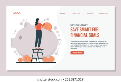 Landing page template Saving money concept illustration featuring retirement planning, banking, and financial growth elements