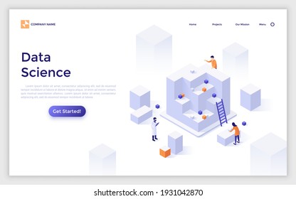 Landing Page Template Scientists Researchers Giant Stock Vector ...