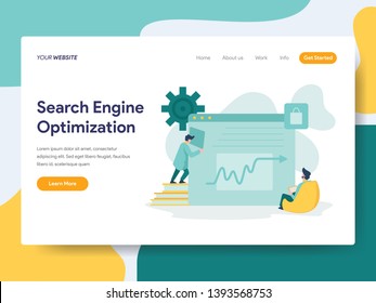 Landing page template of Search Engine Optimization Illustration Concept. Modern flat design concept of web page design for website and mobile website.Vector illustration