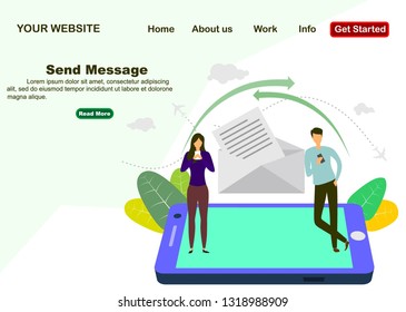 Landing page template of Send Message Concept. Modern flat design concept of web page design for website and mobile website.illustration
