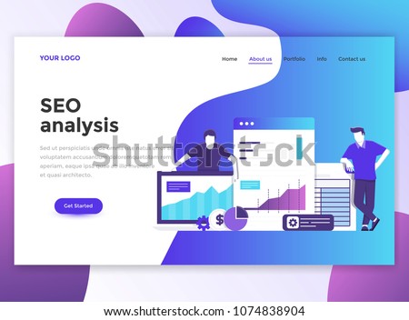 Landing page template of Seo analysis. Modern flat design concept of web page design for website and mobile website. Easy to edit and customize. Vector illustration