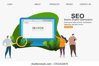 Landing page template of Seo Analytics team. Modern flat design concept of web page design for website and mobile website. Easy to edit and customize. Vector illustration