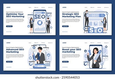 Landing page template SEO marketing concept optimizing search engine Search Engine Optimization strategies for business growth