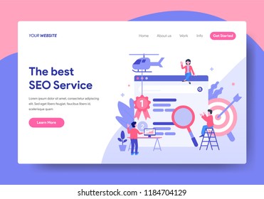 Landing page template of SEO Service Concept. Modern flat design concept of web page design for website and mobile website.Vector illustration