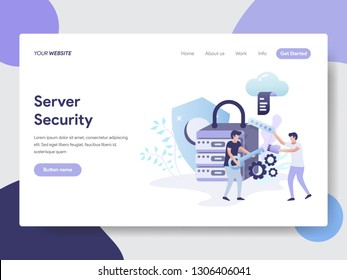 Landing page template of Server Security Illustration Concept. Modern flat design concept of web page design for website and mobile website.Vector illustration