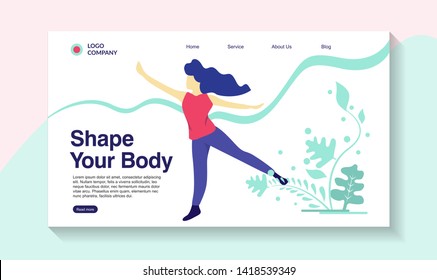 Landing page template of Shape your body. Modern flat design concept of web page design for website and mobile website. Easy to edit and customize. Vector illustration