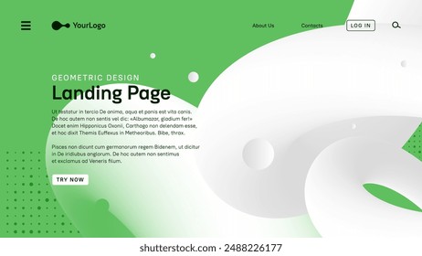 Landing page template. Simple and modern layout, containing fluid gradient forms