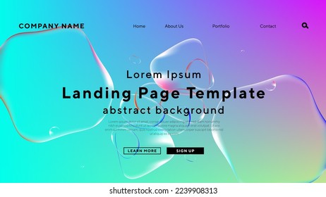 landing page template with soap bubble beauty product theme background for website UI , Annual reports, flyer, poster, cover friendly use vectorEPS.