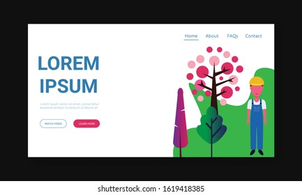 Landing page template of Social media services. Modern flat design concept of web page design for website and mobile website