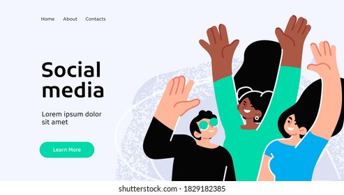 Landing page template of Social media marketing. Modern flat design concept of web page design for website and mobile website. Easy to edit and customize. Vector illustration