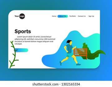 Landing page template sports . Modern flat design concept of web page design for website and mobile website.  Vector illustration - Images isolated 