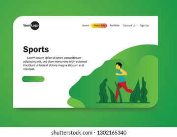 Landing page template sports . Modern flat design concept of web page design for website and mobile website.  Vector illustration - Images isolated 