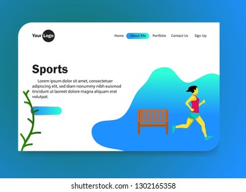 Landing page template sports . Modern flat design concept of web page design for website and mobile website.  Vector illustration - Images isolated 