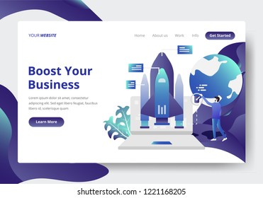 Landing page template of Startup Business Concept. Modern flat design concept of web page design for website and mobile website.Vector illustration