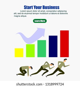 Landing page template of Startup Business. Modern flat design concept of web page design for website and mobile website. illustration