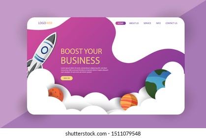 Landing page template of Startup Business. Modern flat design concept of web page design for website and mobile website.Vector illustration