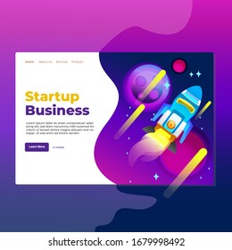 Landing page template of Startup Business. Modern flat design concept of web page design for website and mobile website. Easy to edit and customize. Vector Illustration