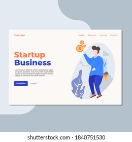 Landing page template of Startup Business. Modern flat design concept of web page design for website and mobile website. Easy to edit and customize. Vector Illustration