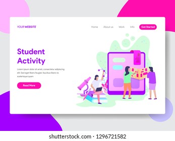 Landing page template of Student Activity Illustration Concept. Modern flat design concept of web page design for website and mobile website.Vector illustration