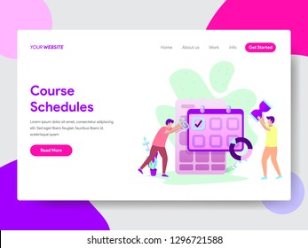 Landing page template of Student Course Schedule Illustration  Concept. Modern flat design concept of web page design for website and mobile website.Vector illustration