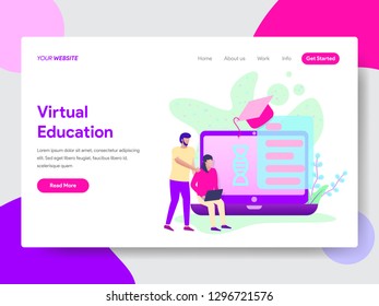 Landing page template of Student with Online Education illustration Illustration Concept. Modern flat design concept of web page design for website and mobile website.Vector illustration