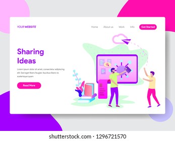 Landing page template of Student Sharing Ideas Illustration Concept. Modern flat design concept of web page design for website and mobile website.Vector illustration