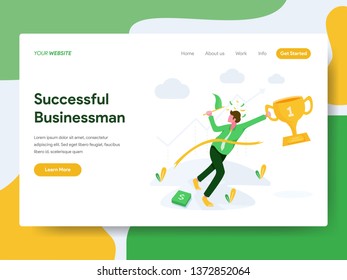 Landing page template of Successful Businessman Illustration Concept. Modern Flat design concept of web page design for website and mobile website.Vector illustration