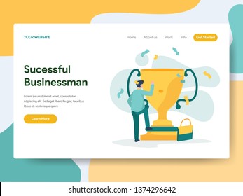 Landing page template of Successful Businessman Illustration Concept. Modern Flat design concept of web page design for website and mobile website.Vector illustration