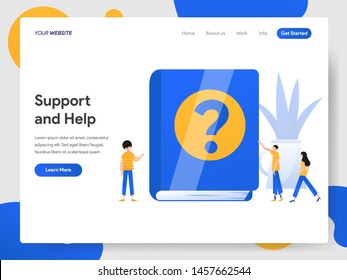 Landing page template of Support and Help Illustration Concept. Modern design concept of web page design for website and mobile website.Vector illustration EPS 10