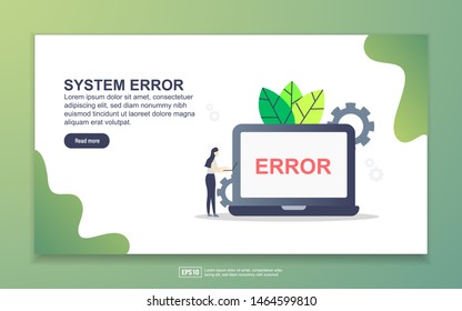 Landing page template of System Error. Modern flat design concept of web page design for website and mobile website. Easy to edit and customize