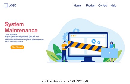 Landing page template of System Maintenance Illustration Concept. Modern Flat design concept of web 