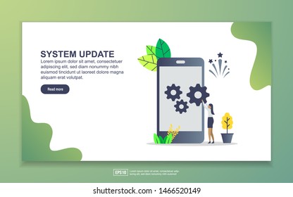Landing page template of system update. Modern flat design concept of web page design for website and mobile website. Easy to edit and customize