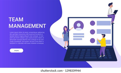 Landing page template of team management. Modern flat design concept of web page design for website and mobile website. Easy to edit and customize. Vector illustration - Vector