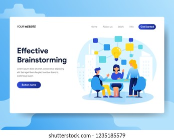 Landing page template of Teamwork and Brainstorming Concept. Modern flat design concept of web page design for website and mobile website.Vector illustration