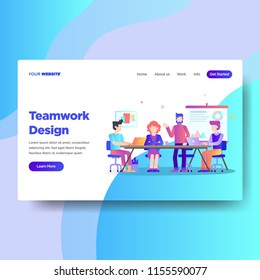 Landing page template of Teamwork Design. Modern flat design concept of web page design for website and mobile website.Vector illustration