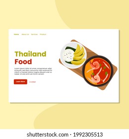 Landing page template of Thailand Food. Modern flat design concept of web page design for website and mobile website. Easy to edit and customize. Vector Illustration
