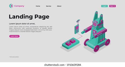 Landing page template. There are 3d vectors. Web page design for websites and mobile websites. Easy to edit and customize.