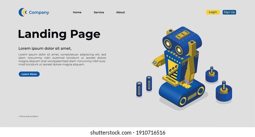 Landing page template. There are 3d vectors. Web page design for websites and mobile websites. Easy to edit and customize.