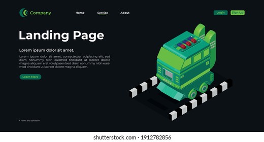 Landing page template. There are 3d vectors. Web page design for websites and mobile websites. Easy to edit and customize.