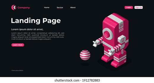 Landing page template. There are 3d vectors. Web page design for websites and mobile websites. Easy to edit and customize.