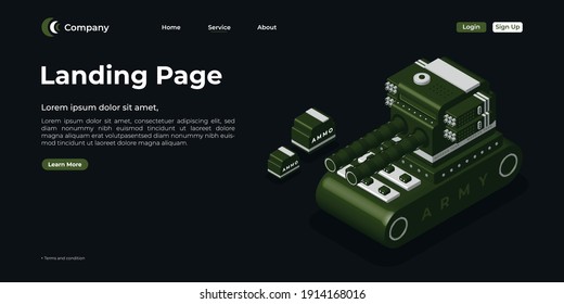 Landing page template. There are 3d vectors. Web page design for websites and mobile websites. Easy to edit and customize.