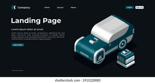 Landing page template. There are 3d vectors. Web page design for websites and mobile websites. Easy to edit and customize.