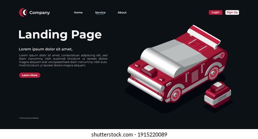 Landing page template. There are 3d vectors. Web page design for websites and mobile websites. Easy to edit and customize.