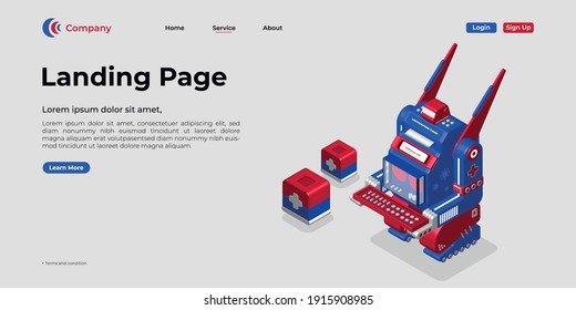 Landing page template. There are 3d vectors. Web page design for websites and mobile websites. Easy to edit and customize.